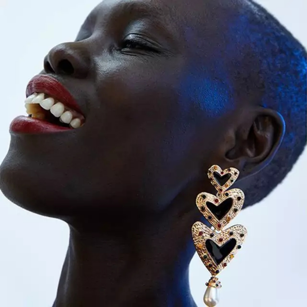 Vintage Style Heart Drop Earrings